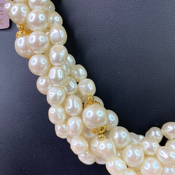 Vintage Japan Freshwater Pearl Choker Necklace Multi-Strand Spectrum NEW - Picture 3 of 7